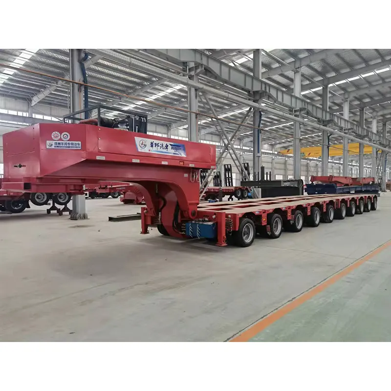 Trailer bán mô-đun nhiều trục với hệ thống lái thủy lực